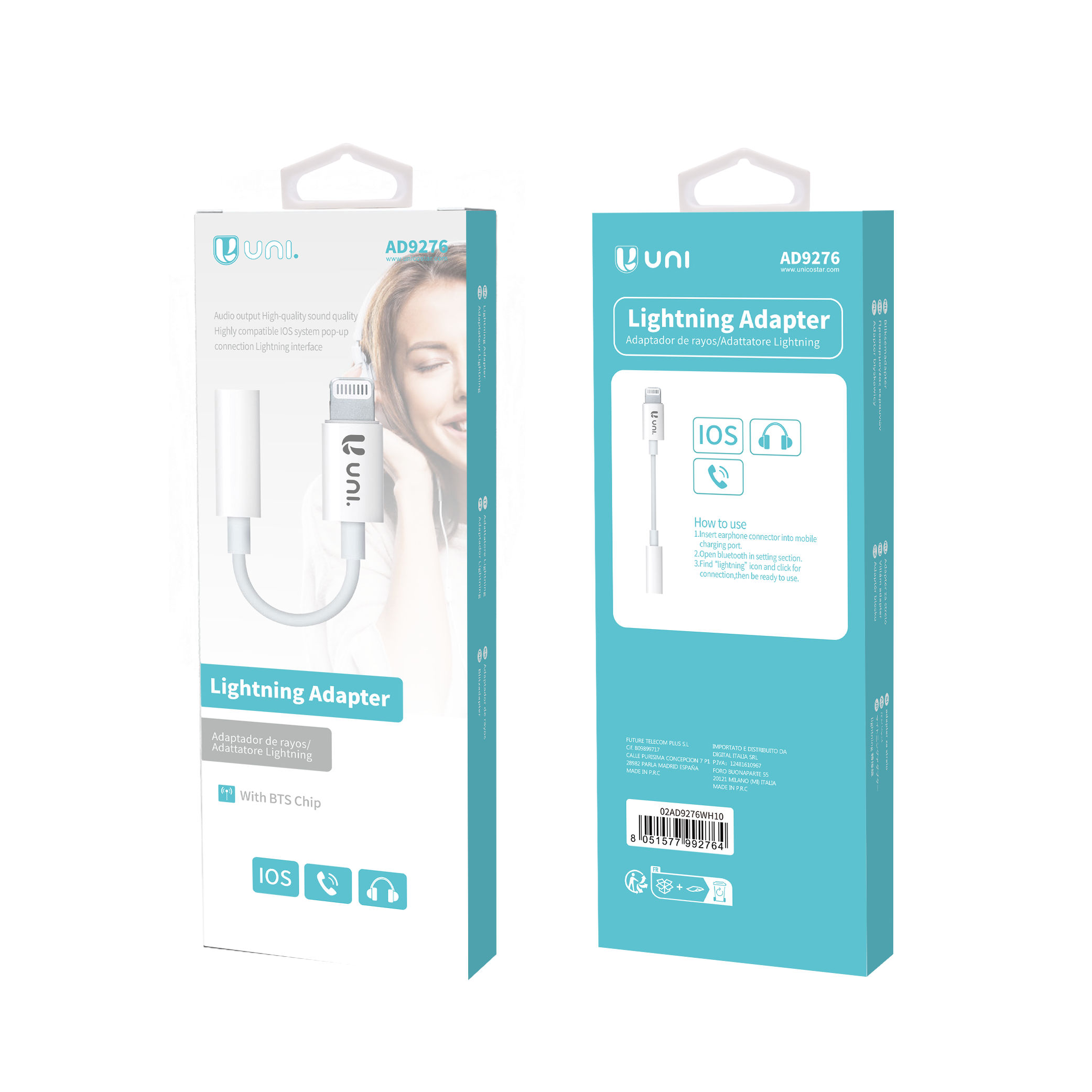 AD9276 UNI-Lightning+3.5 JACK hembra