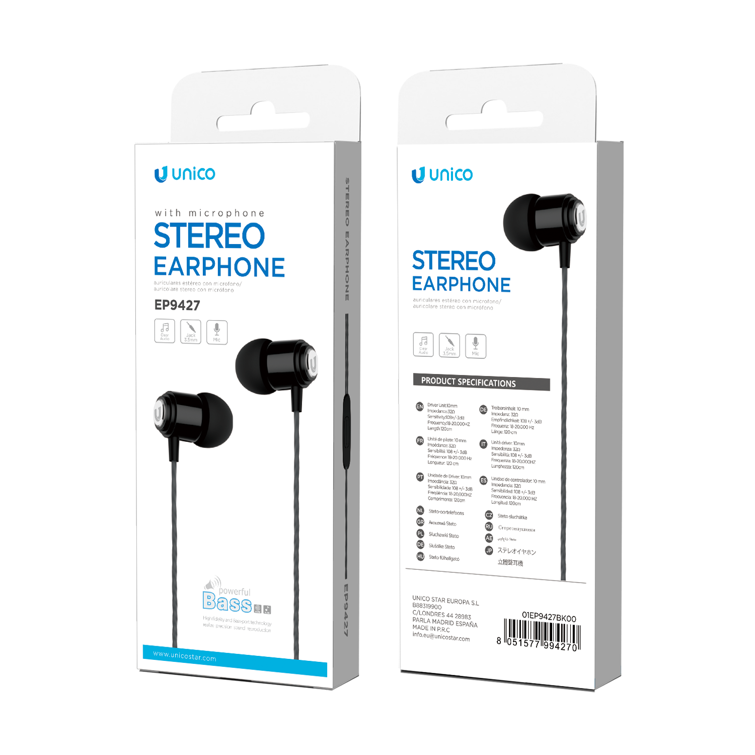 UNICO EP9427 auriculares internos con micrófono