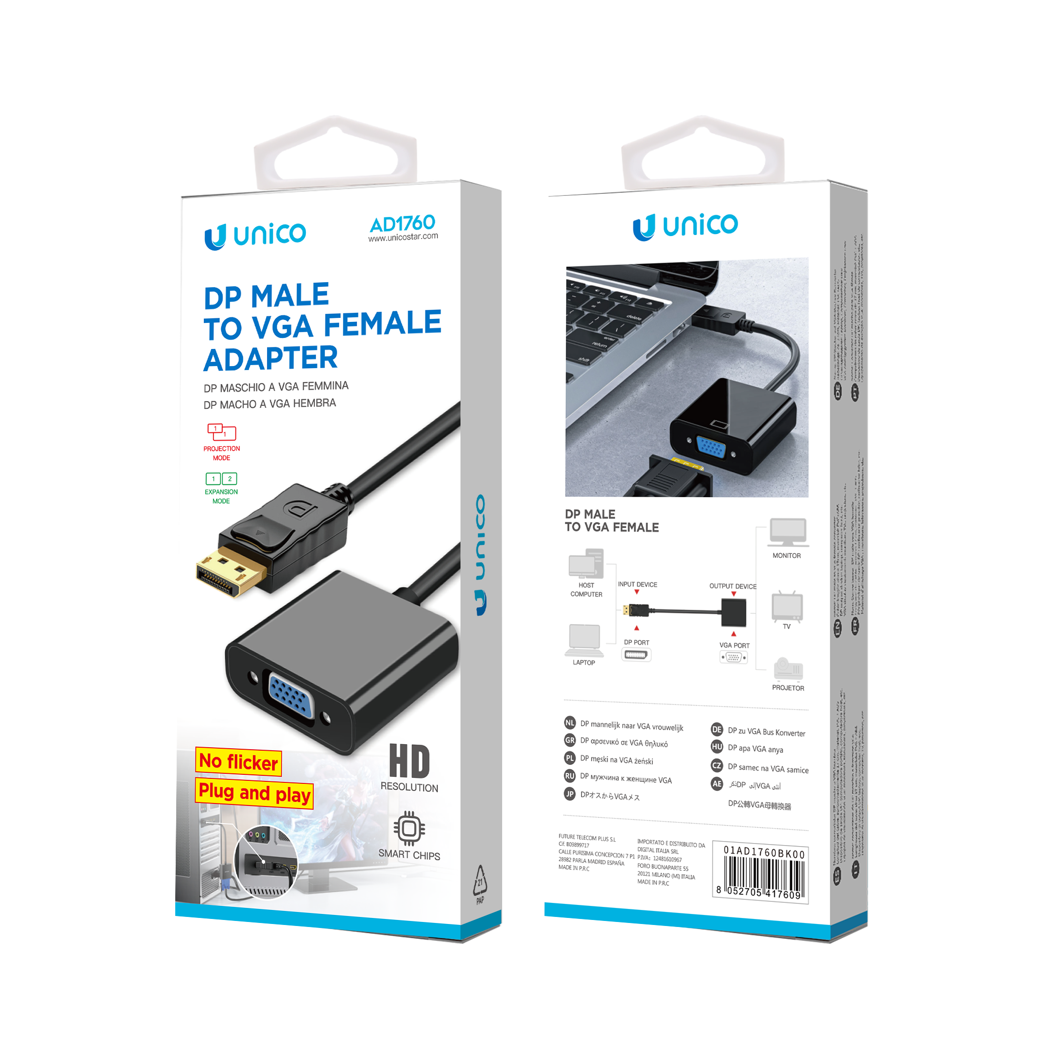 AD1760 Cable adaptador DP macho a VGA hembra