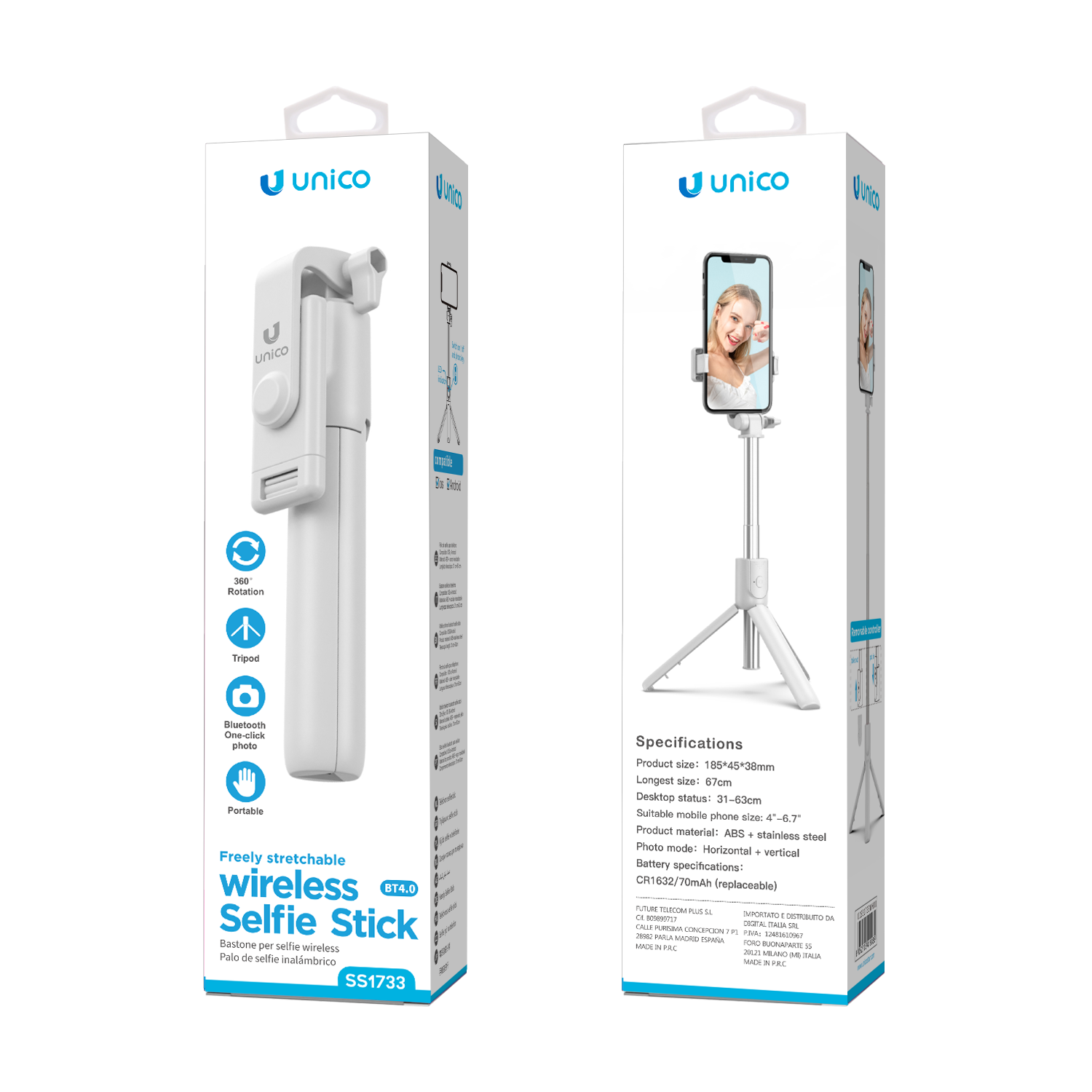 UNICO SS1733 Palo de selfie con Bluetooth