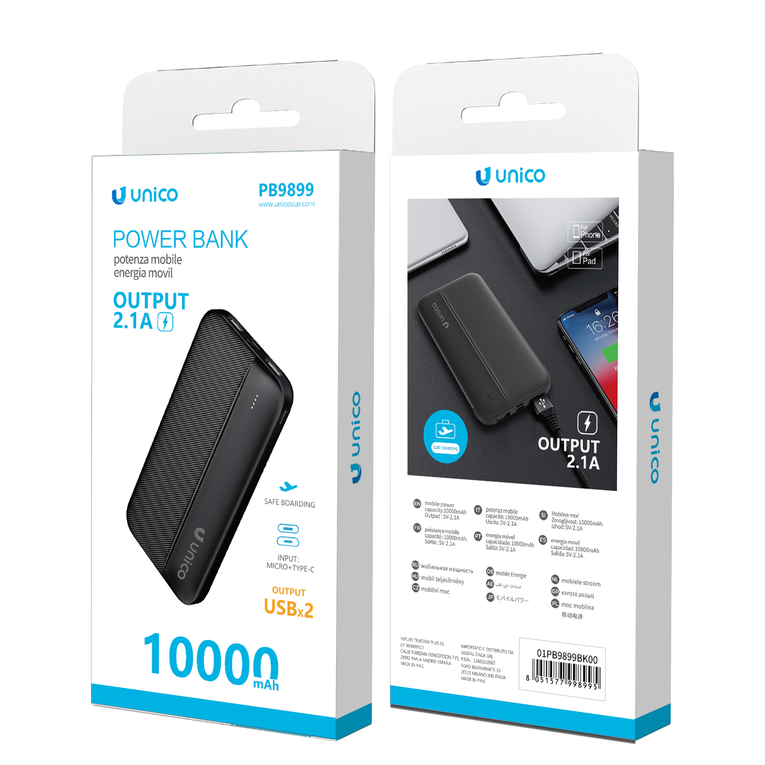 UNICO PB9899 Banco de energía de 10000 mAh