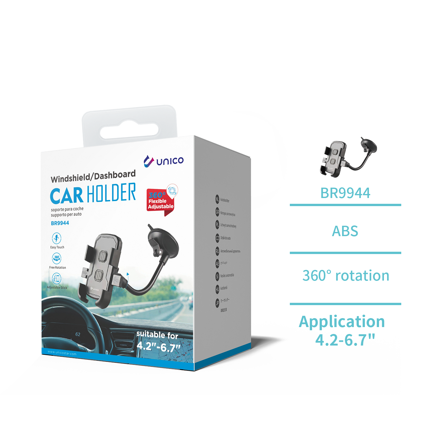 UNICO BR9944 Soporte de ventosa multifuncional de cuello largo