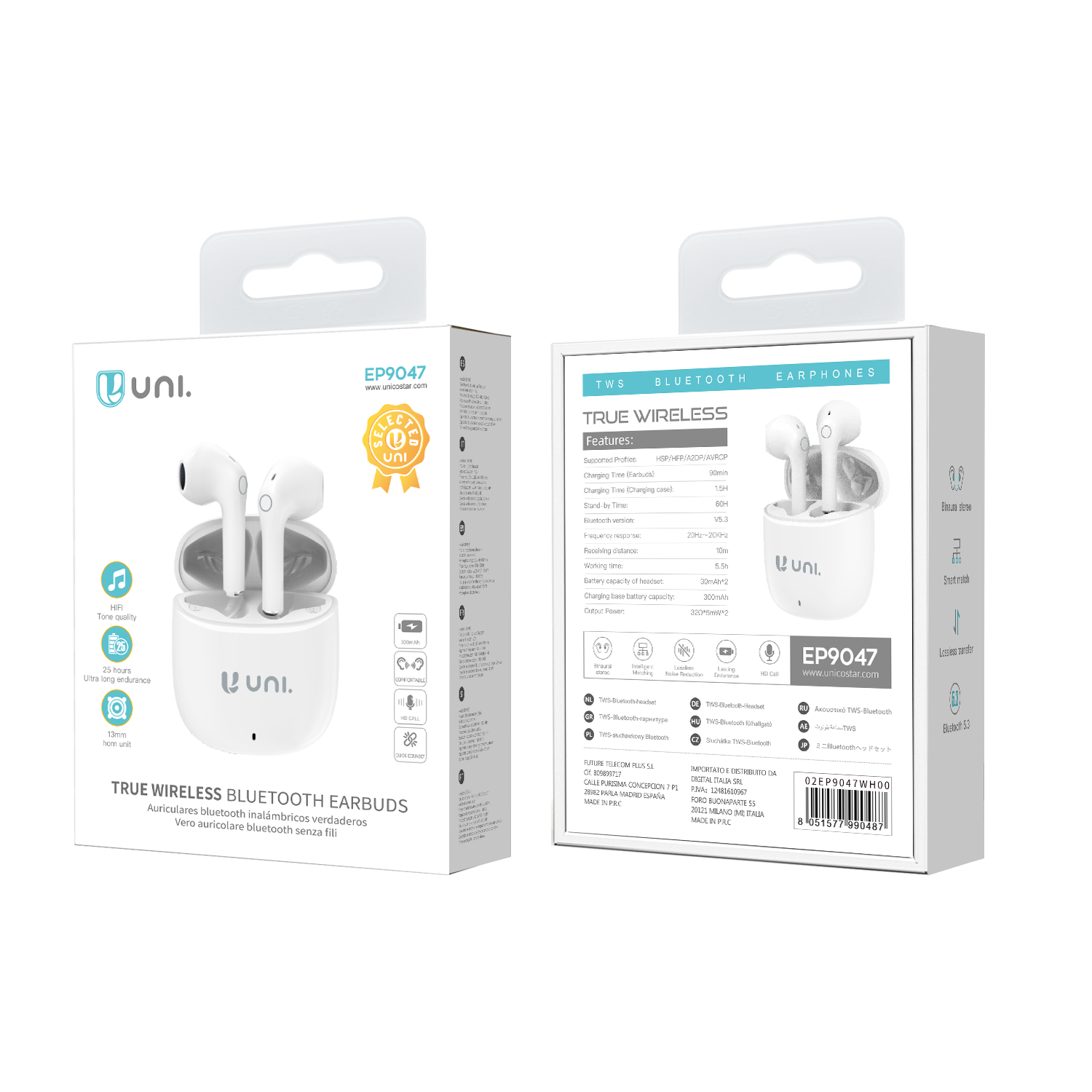 UNICO EP9047 Auriculares Bluetooth UNI-TWS tipo semi-in-ear