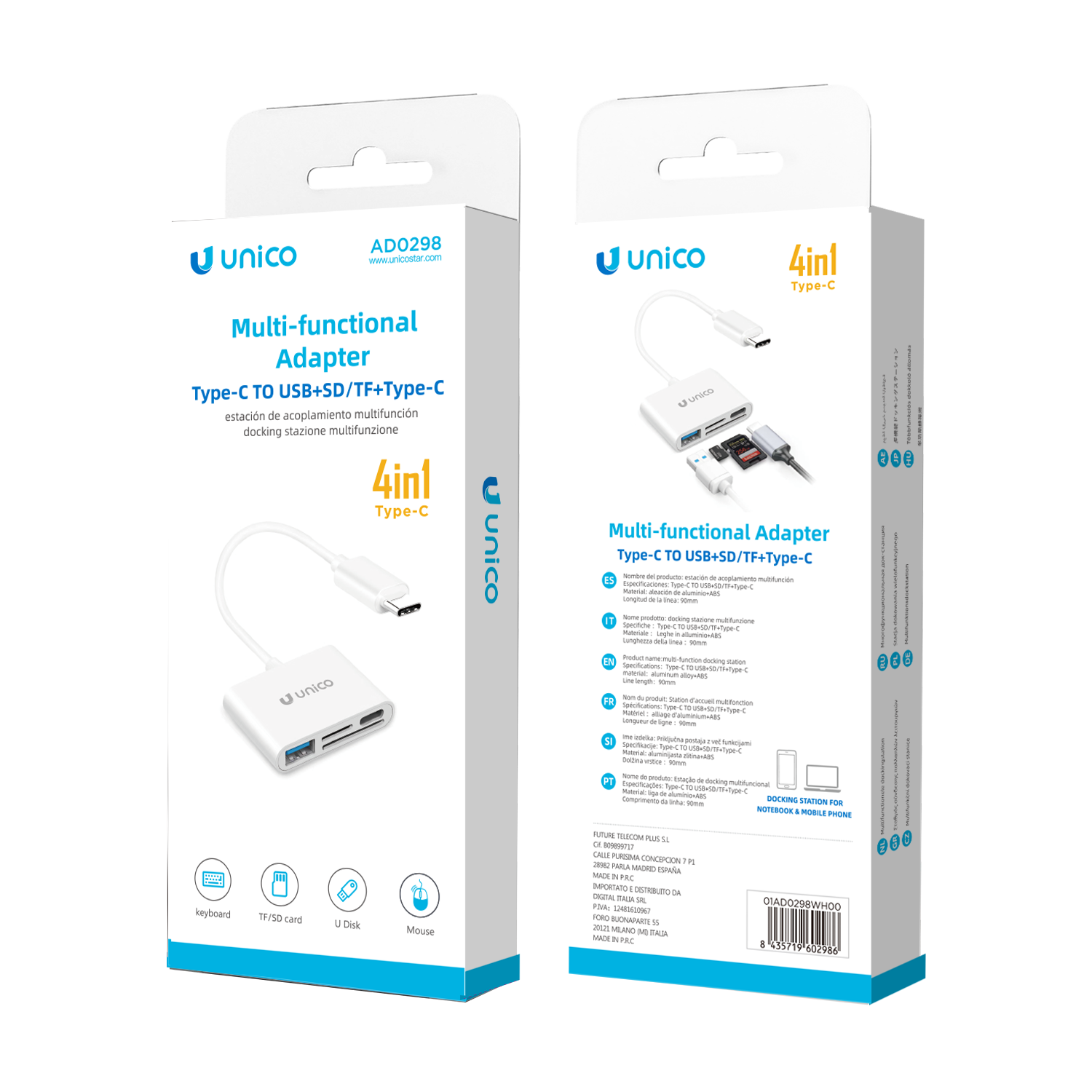 AD0298 Multifunctional computer expansion dock Type-C interface u disk adapter sd memory card tf storage card reader CE