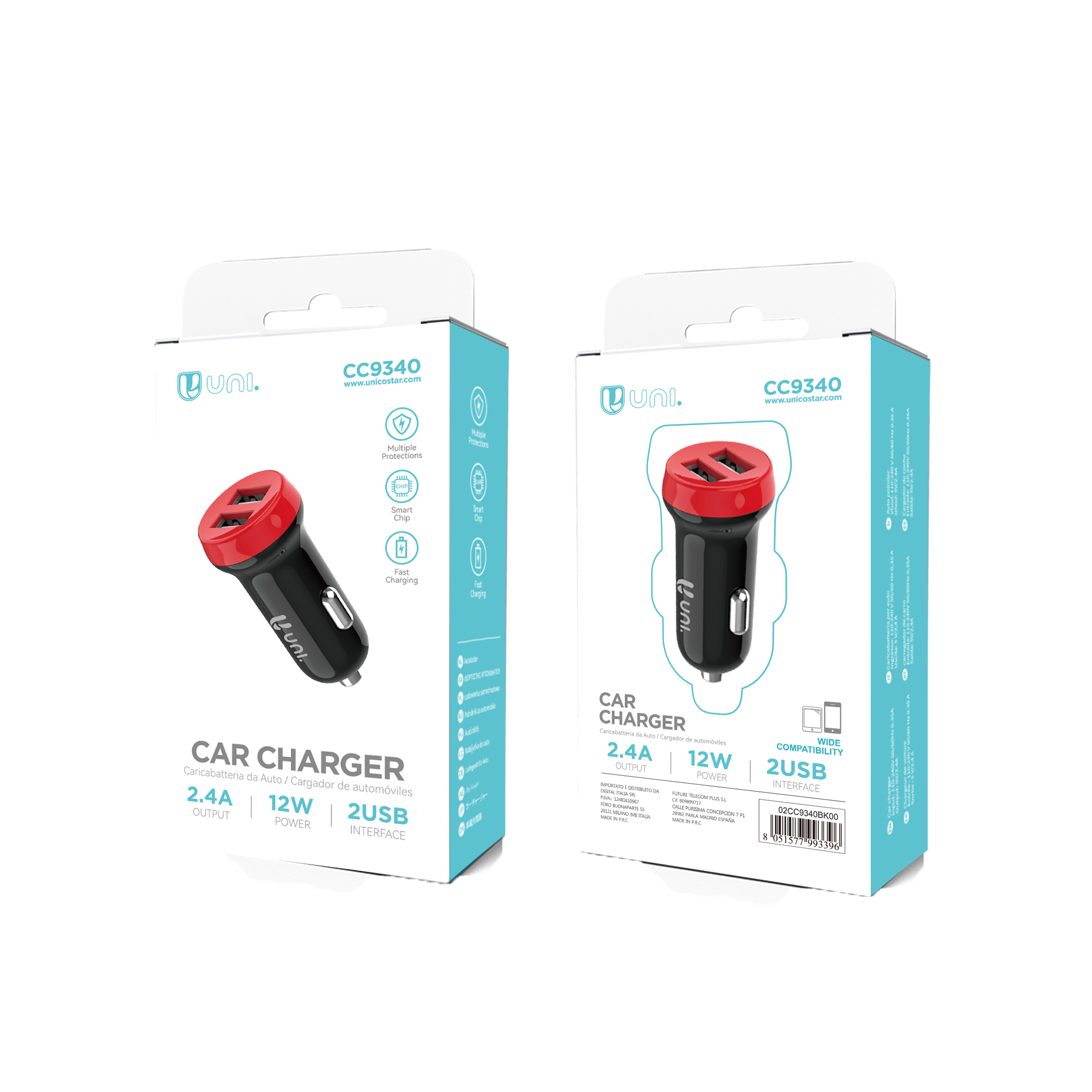 UNICO CC9340 Cargador UNI-coche dual U 2.4A