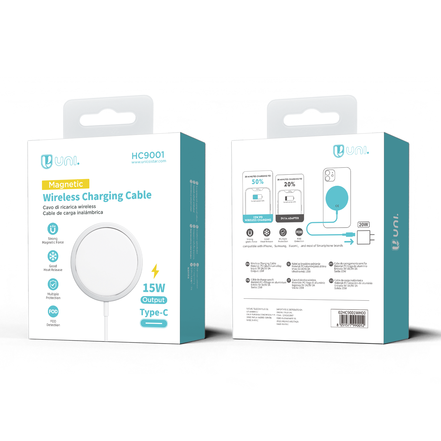 HC9001 Cargador inalámbrico UNI-Magnetic Modelo ES de metal