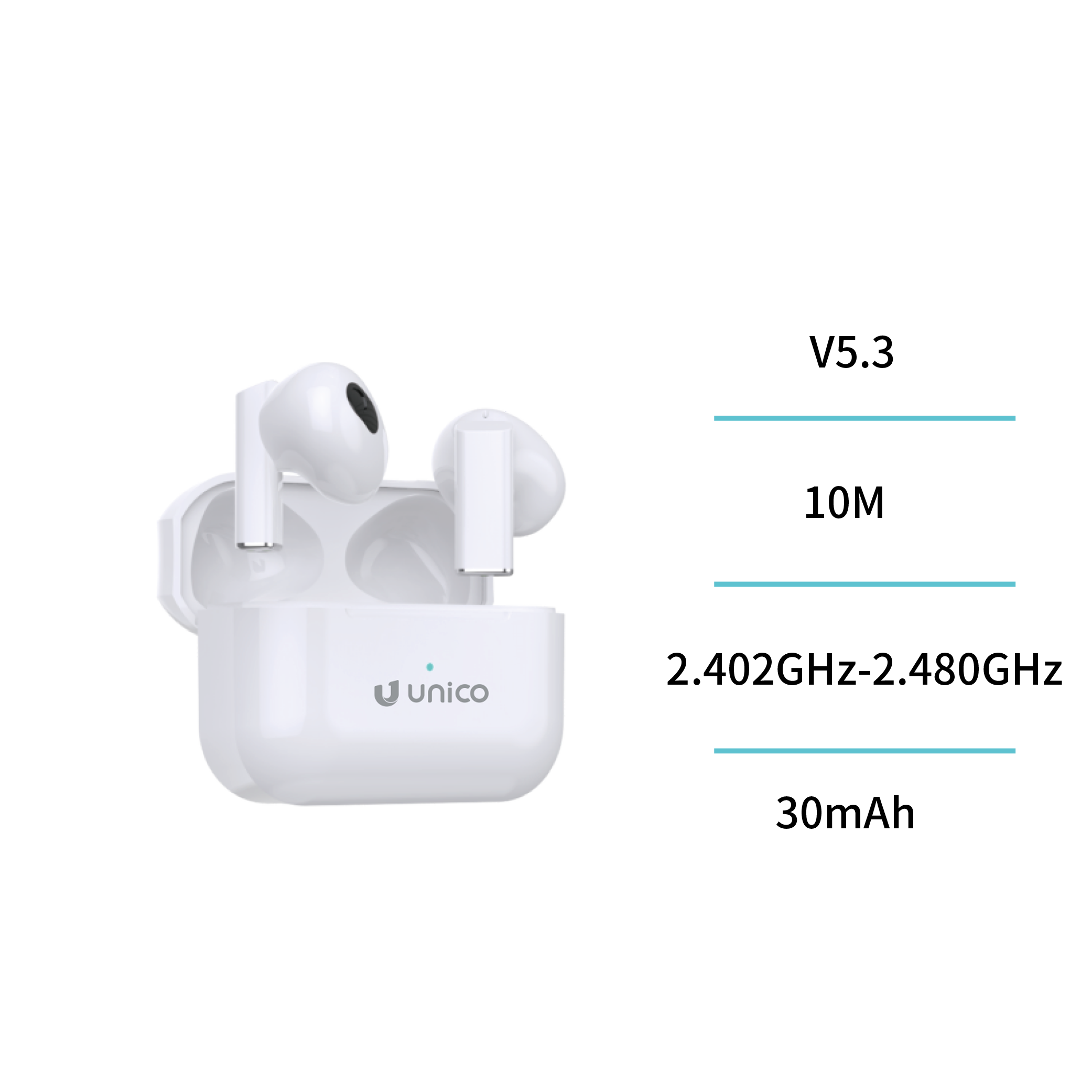 UNICO EP0344 Auricular Bluetooth TWS semiauricular con cordón de sujeción
