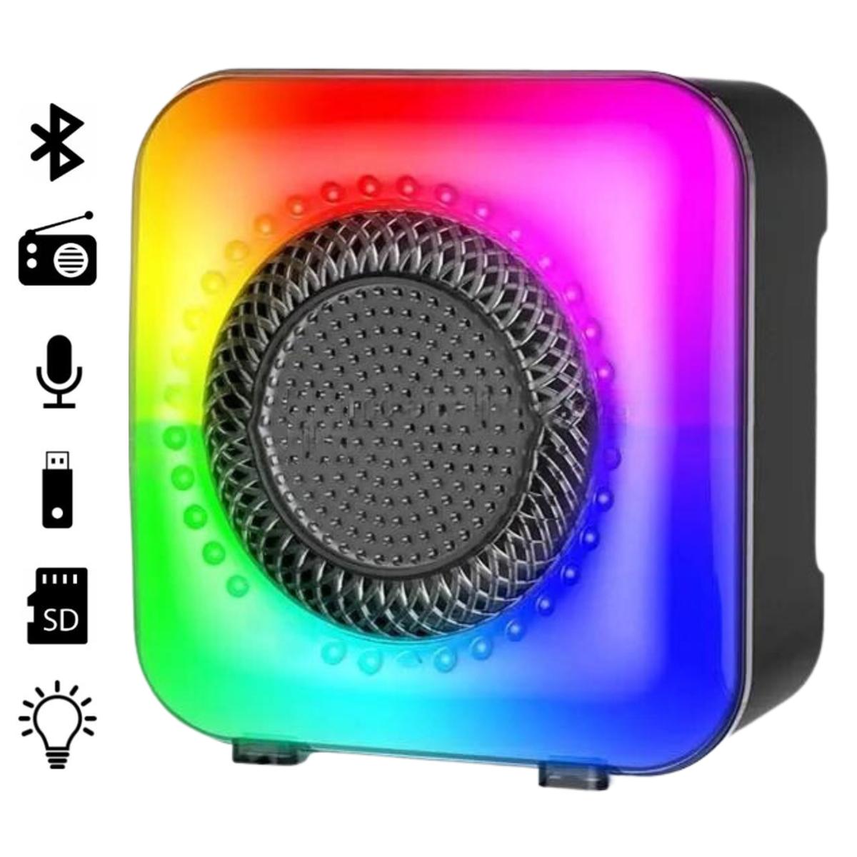 GTS-1373 Minialtavoz Bluetooth 5.0, Reproductor de Música Portátil con Subwoofer, iluminación rgb de 3 pulgadas