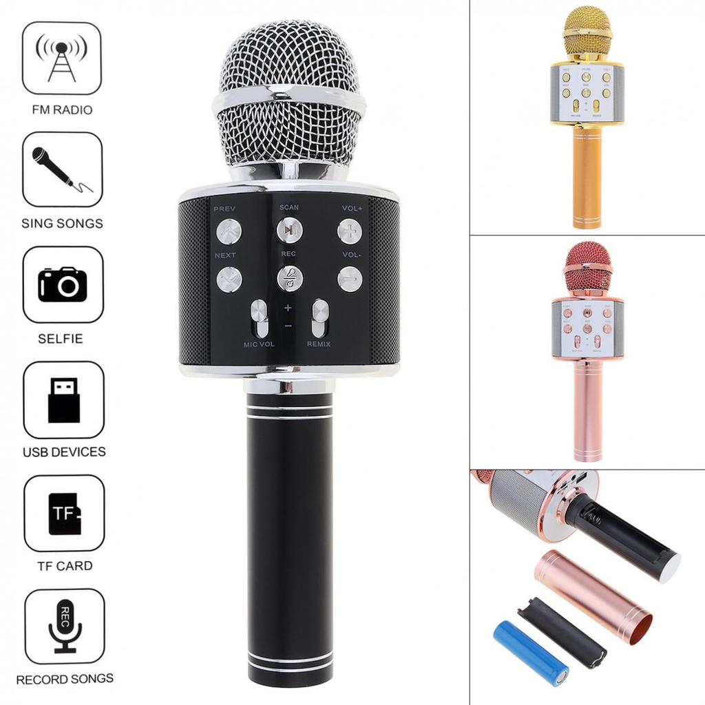 Doki WS-858 - Micrófono, inalámbrico, Bluetooth, HiFi, para karaoke