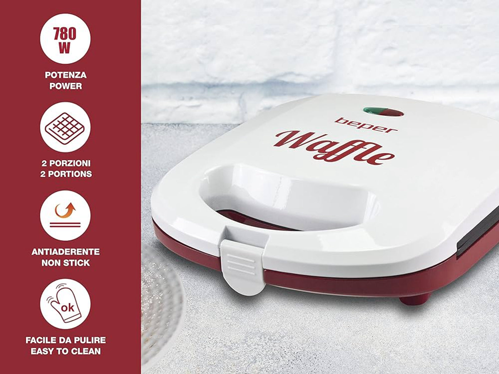 BEPER BT.602H Waffle Maker, 780 W