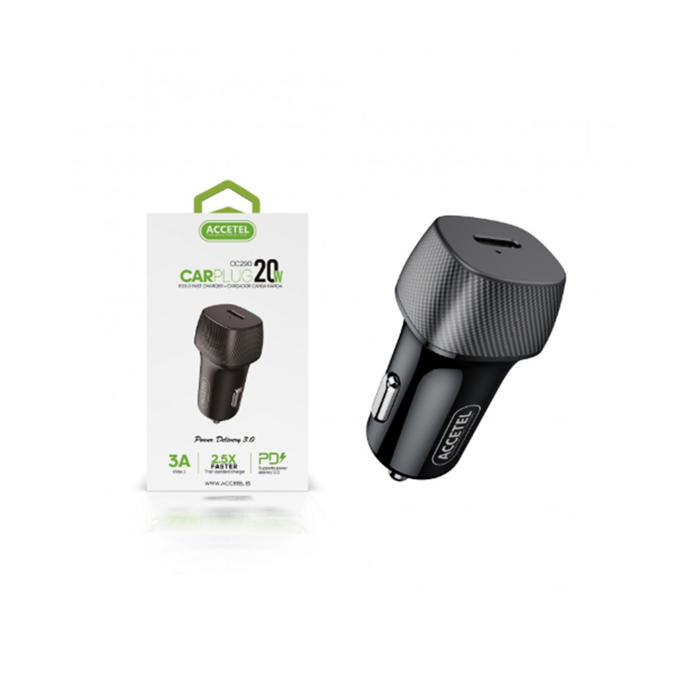 CC290S Cargador De Coche Con Carga Rápida Puerto Type-C PD 20W
