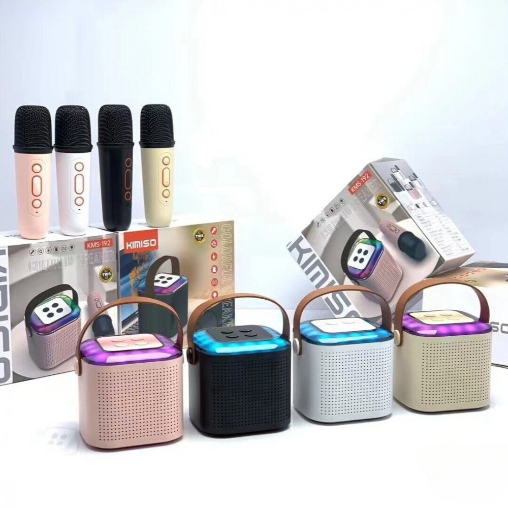 Kimiso KMS-192 LED RGB Karaoke Machine Microphone, Party Speaker, Music Box Subwoofer  for Universal Cell Phone And Bluetooth Device