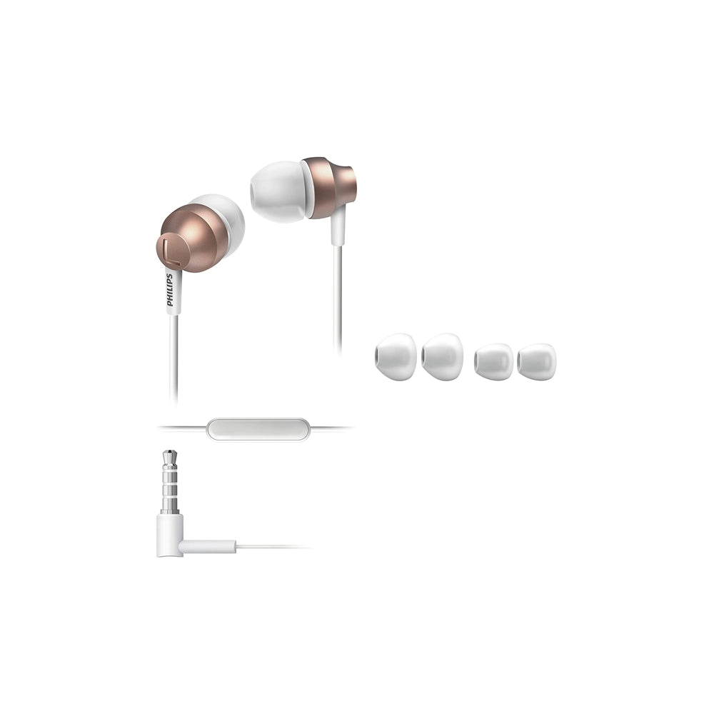Philips SHE3855GD/00 - Auriculares internos con micrófono (diseño, Cable Reforzado, Graves potentes)