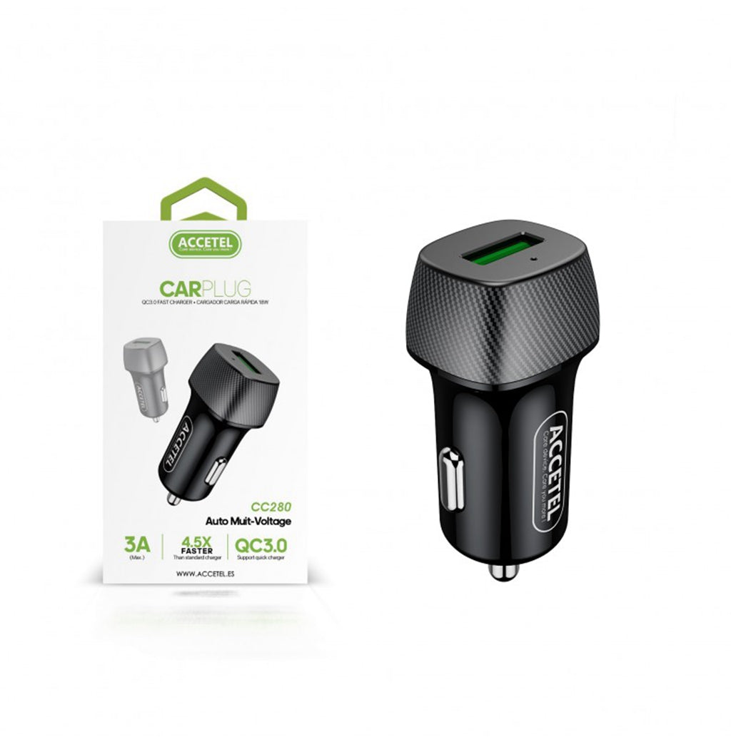 CC280 Accetel Cargador De Coche Con Carga Rápida QC3.0 18W