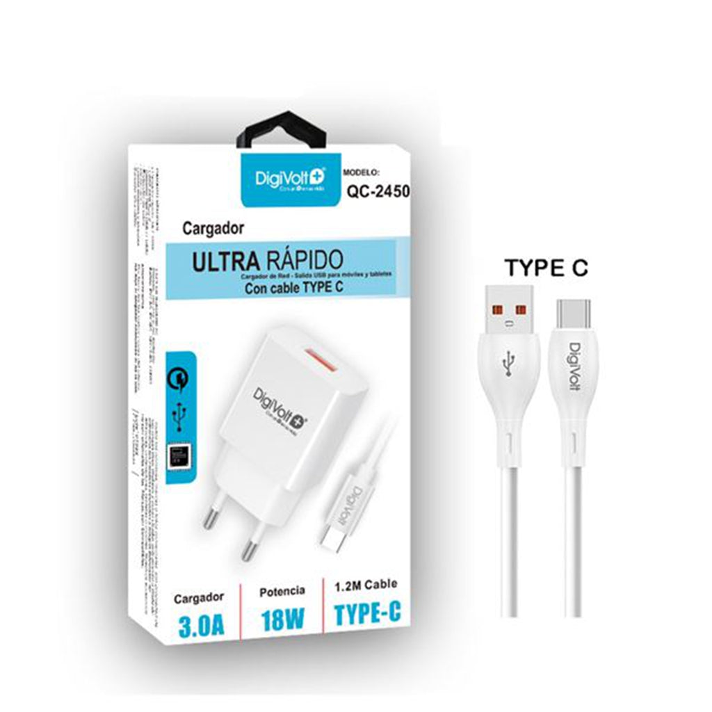 Digivolt Cargador Quick Charge 3am/18w C/Cable Type-C Qc-2450