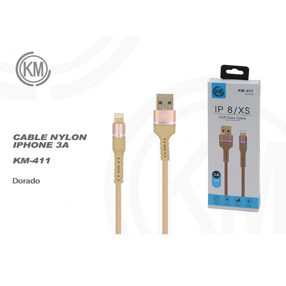 KM-411 CABLE LIGHTNING ALUMINIO TRENZADO [DORADO]
