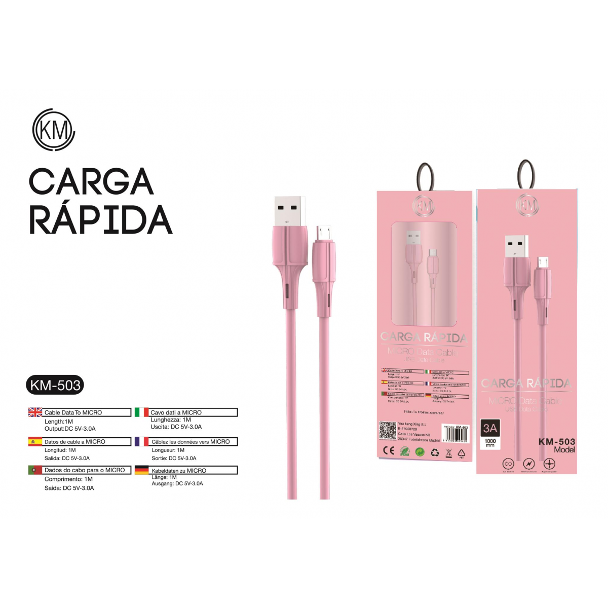 KM-503 CABLE MICRO-USB MACARON