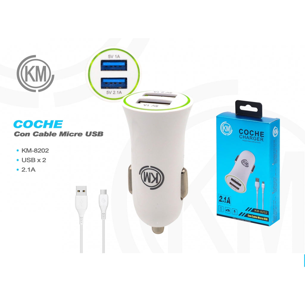 KM-8202 CARGADOR COCHE CABLE MICRO-USB